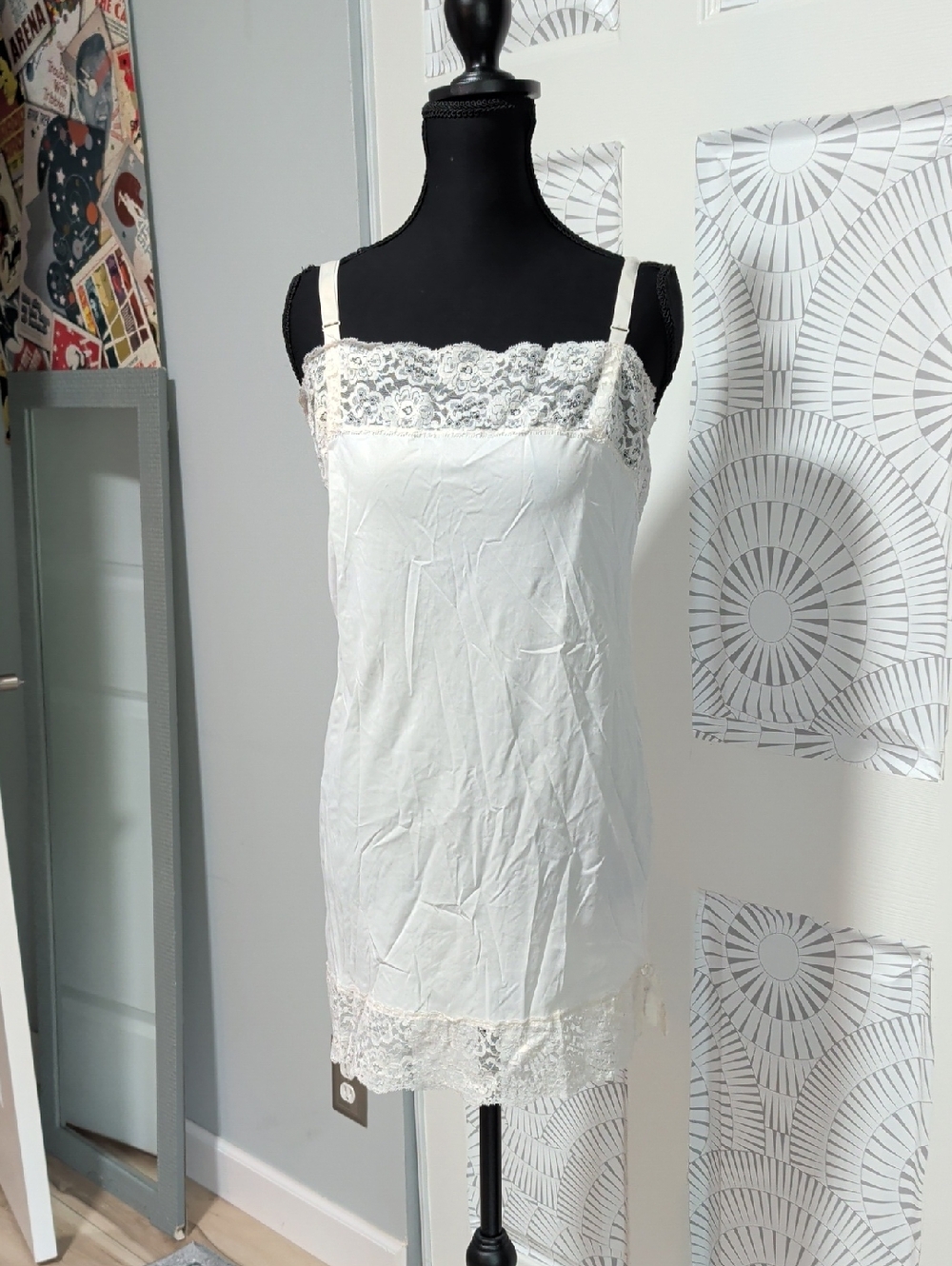Vintage White Lace Trim Slip